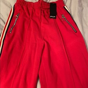 Nasty Gal Red ZIP Detail Side Stripe Jogger